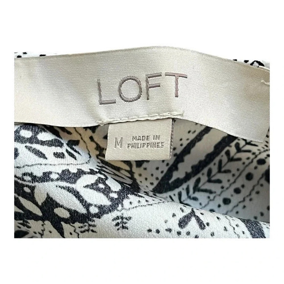 Loft Black &‎ White Paisley Print Shift Dress Colorblock Women Size Medium - Picture 6 of 8